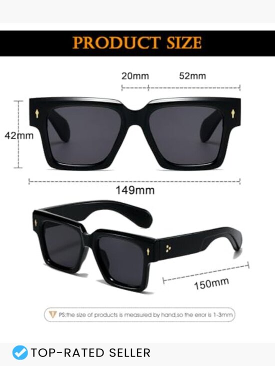 Trendy Thick Square Frame Sunglasses UV400 Protection Unisex Adult Shades main image 5